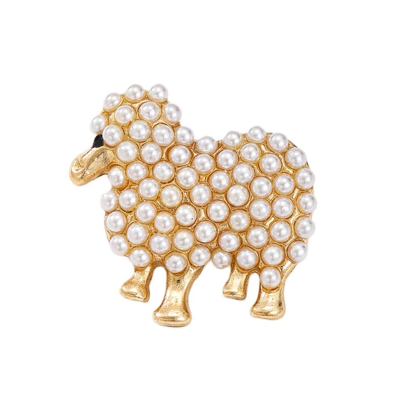 Delicate Faux Pearl Inlaid Sheep Brooch Lightweight Durable Lapel Pin for Graduation Party Daily Outfit Women Accessory