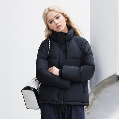 Winter Autumn Short Women Coat Stand-up Collar Thick Loose Jacket Warm Large Pocket Zipper Simple Parka