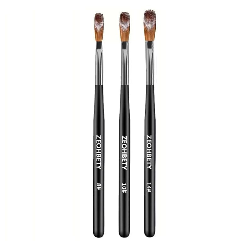 Acrylic Nail Brush Set, 3Pcs Powder Nail Brushes for Acrylic Application, Nail Art Brush for 3D Carving & Detailing Design, Nail Extension Manicure
