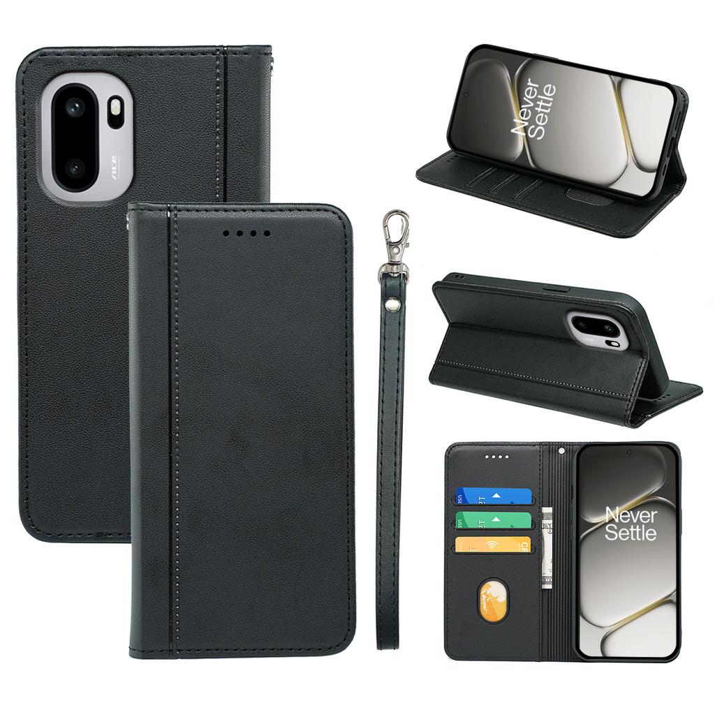 Pro OnePlus 15R 5G/Ace 6T 5G/Ace 6 5G Peněženkové pouzdro s magnetickým zavíráním z PU kůže s poutkem na zápěstí