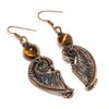 Tiger's Eye 999 Copper Wire Wrapped Earrings, Handmade Gemstone Earrings, Gift For Mom Antique Jewelry