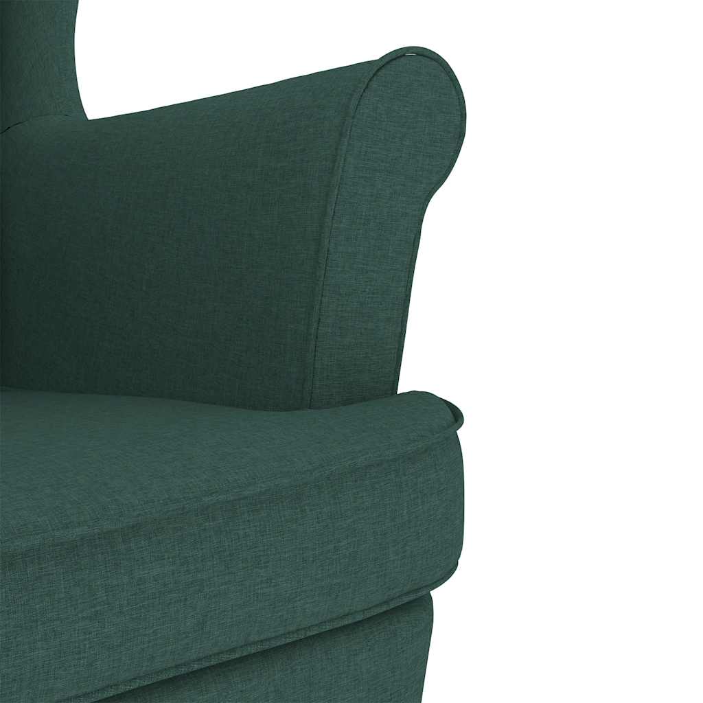 Rocking Chair with Footstool Dark Green Fabric