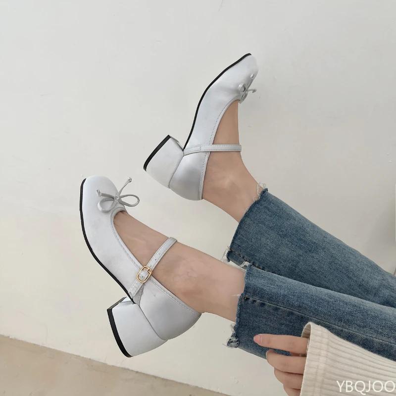Fashion Spring Autumn Women's New Shoes Mary Jane Fashion Coarse Heel Shoes Elegant trendy Bow shoe Light versatile ladies pumps Mujer