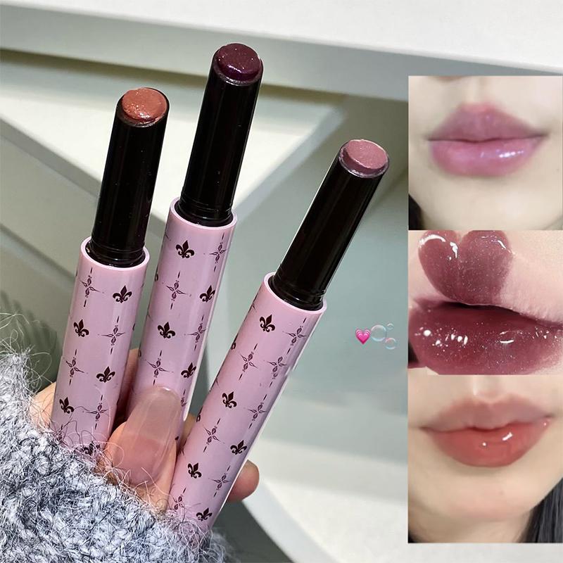 Herorange Shimmer Lip Jelly Pen Moisturizing Mirror Water Light Solid Lip Gloss Film-Forming Non-Fading Gloss Lipstick