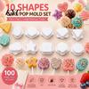 Parent Child Craft Activity Supplies 10PCS Cake Pop Mold Set, Heart/Cloud/Star/Square/Round Shape, PLA Press-forming Baking Diy Dessert Press