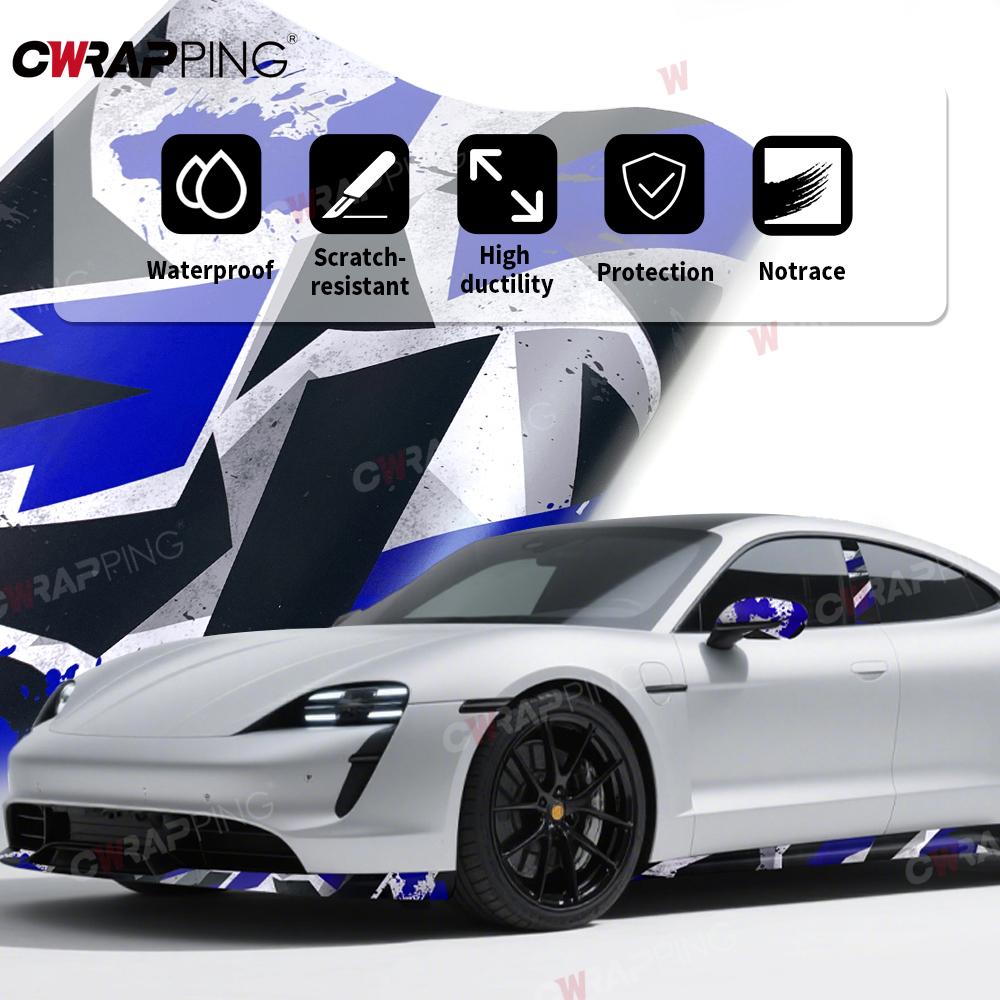 Autocolante Auto Autocolant Camuflaj Vinil pentru Colantări Auto Acoperire Corp Complet Geometrie Accesorii Motocicletă Viniluri Wrap cu Stropi de Cerneală