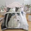 White Cat King Queen Duvet Cover Kawaii Pet Kitty Bedding Set For Kids Teens Adults Family Animal 2/3pcs Polyester Quilt Cover