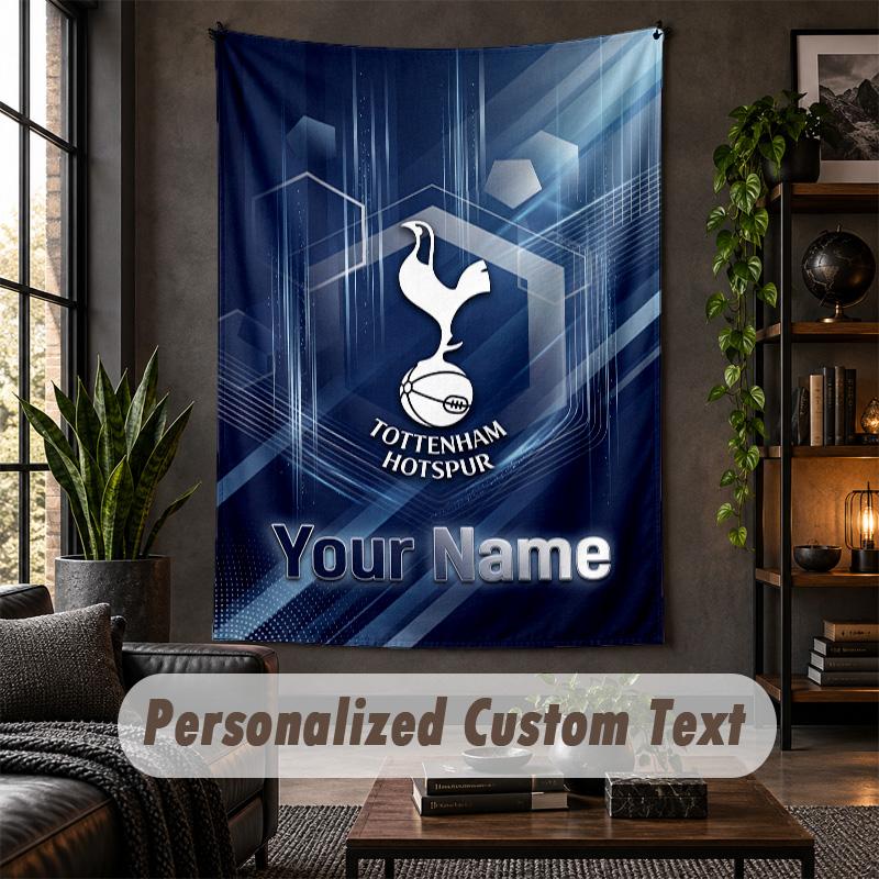 Personalisierte Wandteppich, Tottenham Hotspur FC Benutzerdefinierter Text, Weiches Stoff Wandkunst Für Innen Dekoration