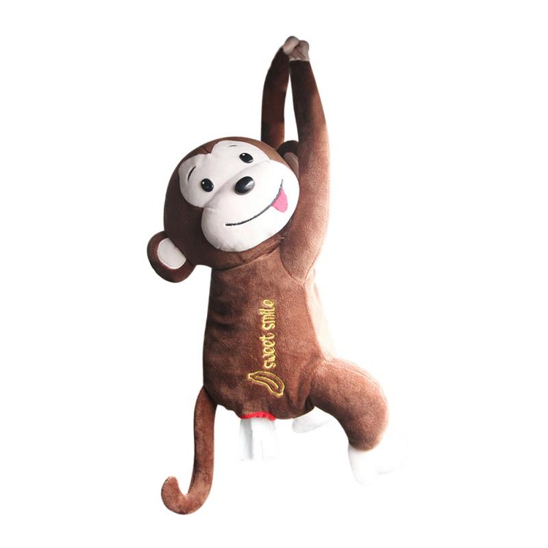 Cute Monkey Tissue Box For Car Seat Wall Hanging Cartoon Animals Roll Paper Towel Storage Box Interior Decorative Napkin Cases