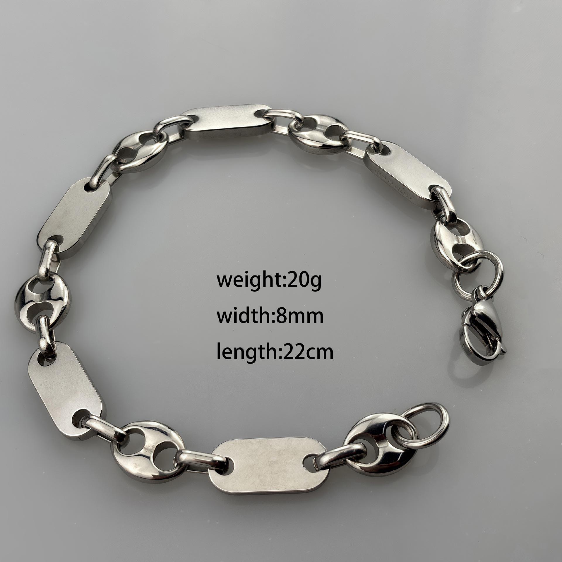 Handgefertigte Kaiserliche Kette Modeschmuck Halskette - Großloch Glatt Edelstahl Stainless Steel gray