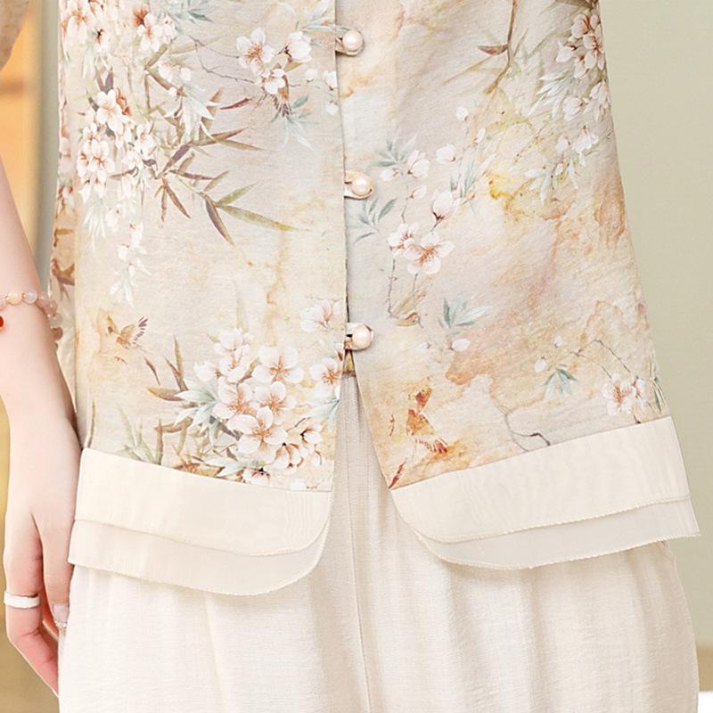 2026 Summer Chiffon Cardigan: Stylish Short-Sleeved Shirt for Middle-Aged and Elderly Women