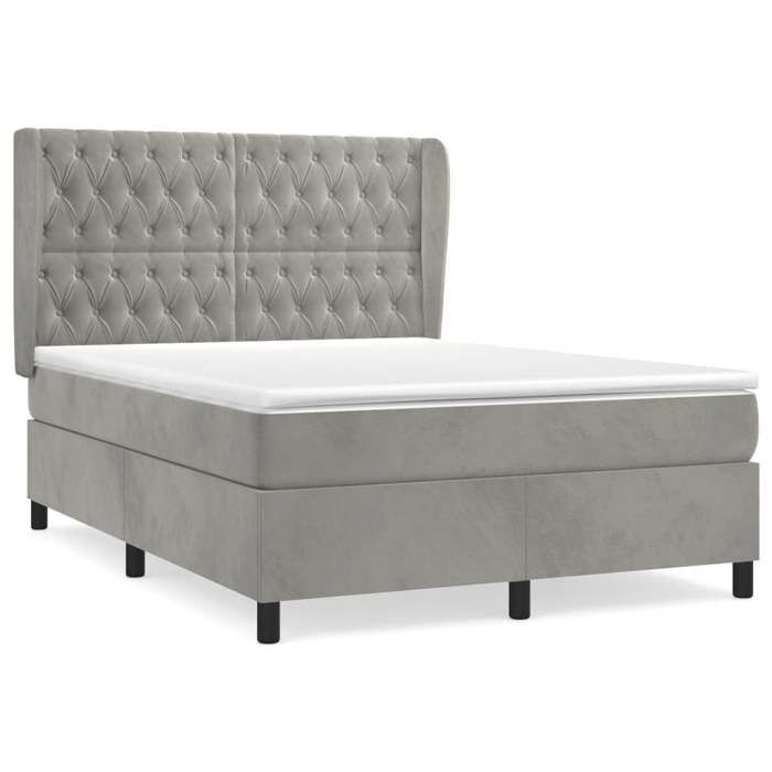 Maison Exclusive - Rete a doghe per letto e materasso Grigio chiaro 140x190cm Velluto