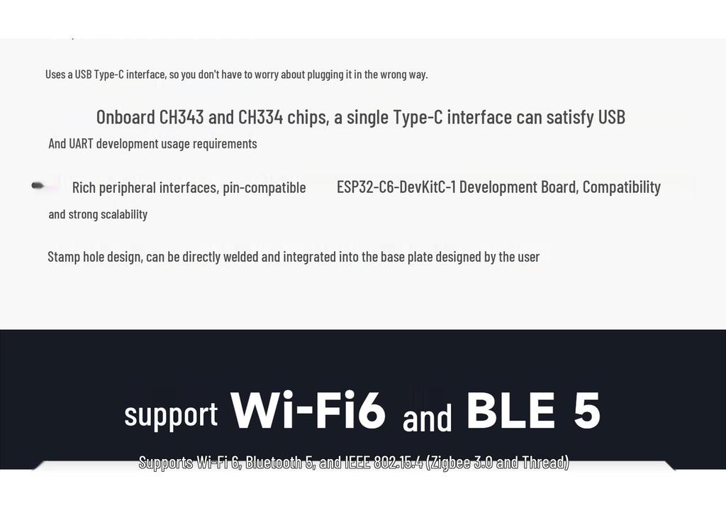 ESP32-C6 WiFi 6 Dev Board: 160MHz Single-Core Processor with USB/UART Support