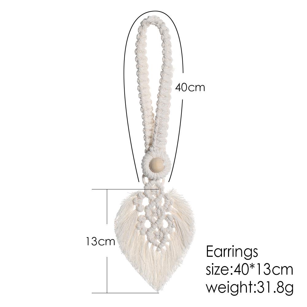 1PC Bohemian Woven Curtain Tie Rope Tie Rope Simple Tassel Leaf Wooden Bead Decoration Curtain Tie Rope Decoration