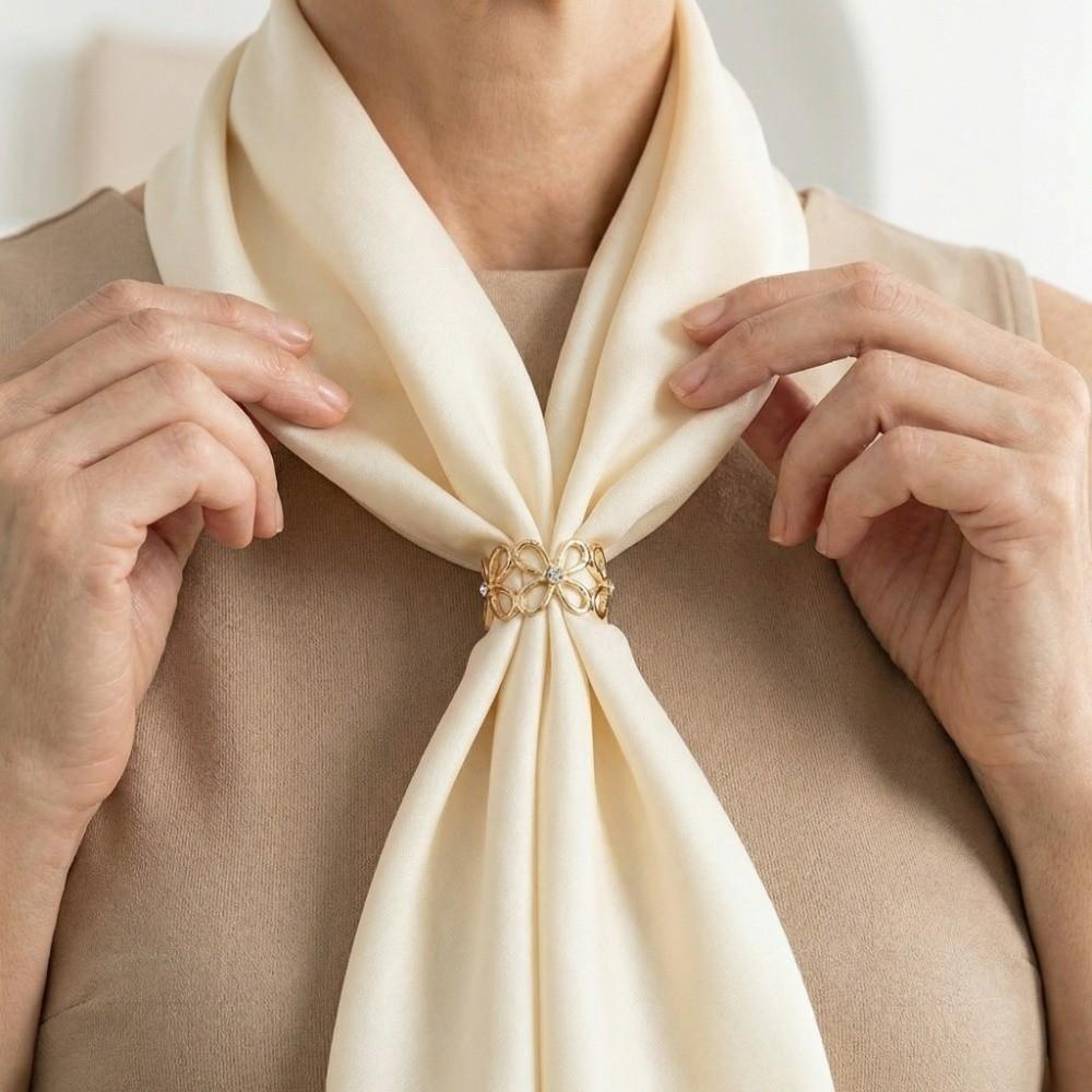 Crystal Scarf Buckle Flower Design Hijab Clip Fashion Shawl Rings Clip Versatile Application