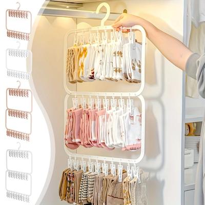 26/18 Clip Laundry Hanger Multi-Layer Drying Rack BPA-Free for Baby Clothes Socks Underwear Heavy Duty for Apartment Nursery Small Spaces
