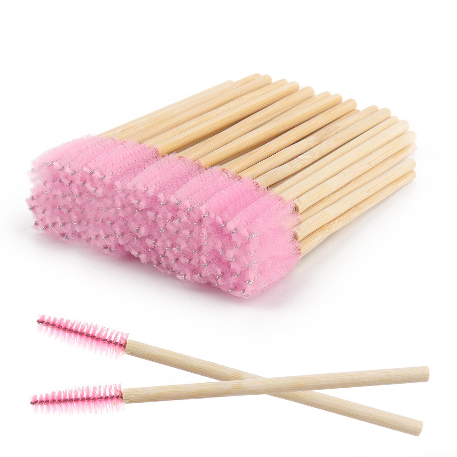 

Одноразовая бамбуковая кисть для ресниц и бровей, расчесывание и очищение, 50 штук 1 Pack (50 pieces) розовый
