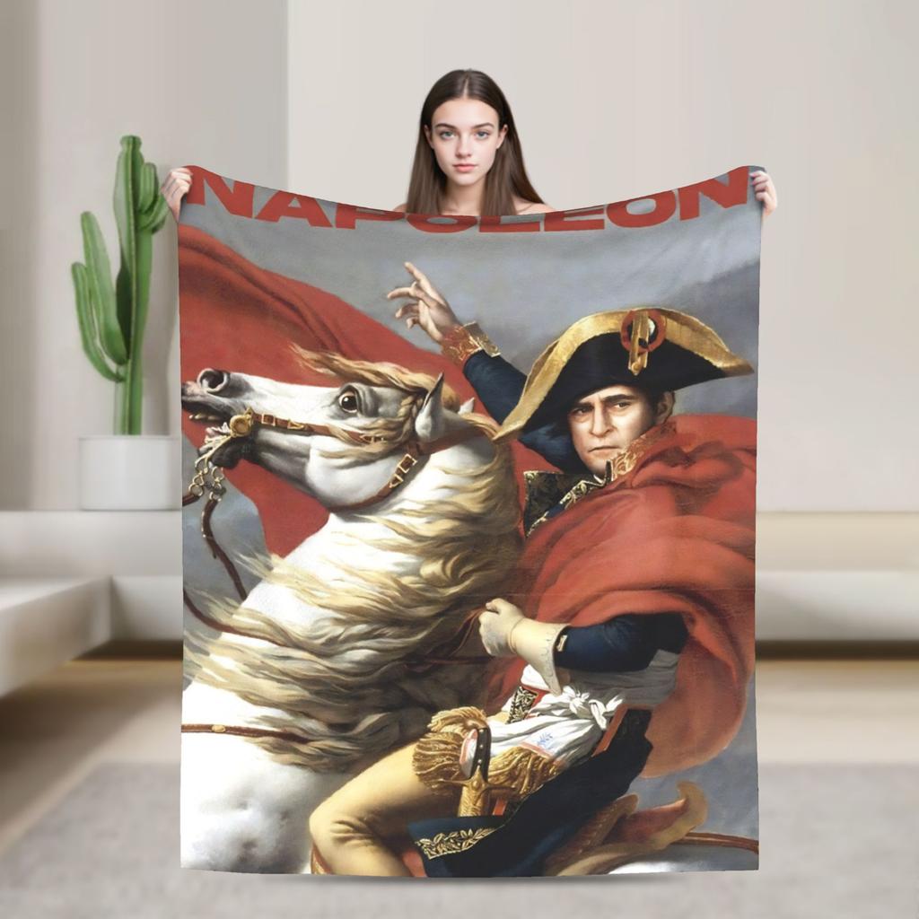 Napoleon Bonaparte Crossing the Alps Fleece Throw Fashion Blanket Art for Home Knitted Fashion Blanket Car Lightweight Multifunction