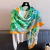 Tropical Jungle Simulation Silk Premium 111cm Large Square Scarf Silk Scarf Printed Shawl Sunscreen Scarf Headscarf Scarf