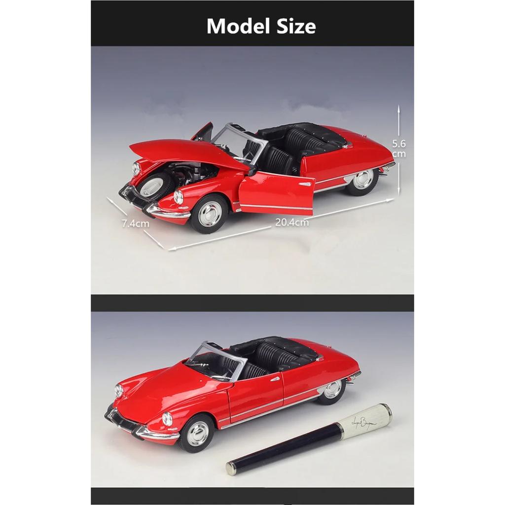 Welly 1/24 Citroen DS19 Cabriolet Alloy Luxy Car Model Diecast Metal Classic Retro Car Sports Vehicle Model Simulation Kids Gift