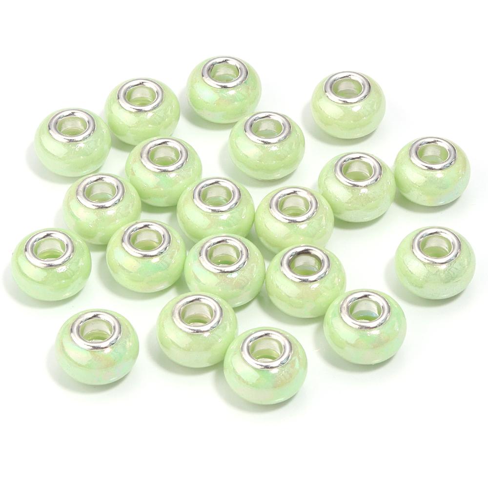 20 Stück Runde Harzperlen Keramikfarbe Beschichtet Farbe Großes Loch Lose Perlen Für Schmuckherstellung DIY Halskette Armband Ohrring Dekoration