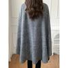 Fashion round Neck Loose Mid Length Long Length Woolen Cloak Cardigan