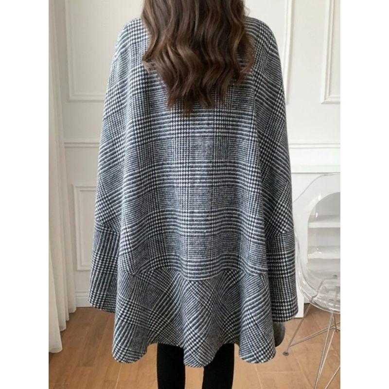 Fashion round Neck Loose Mid Length Long Length Woolen Cloak Cardigan