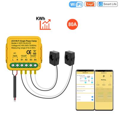 Tuya WiFi Smart Home Energy Monitor 2.4GHZ Smart Energy Meter Monitor consum monofazat 80A