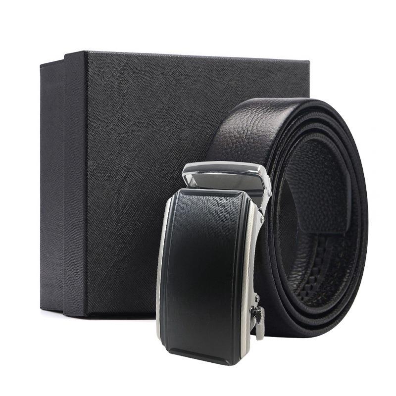 Belt Men's Premium Business Gift Box First Layer Cowhide Belt Alloy Button Head Gift High-end Automatic Buckle Belt