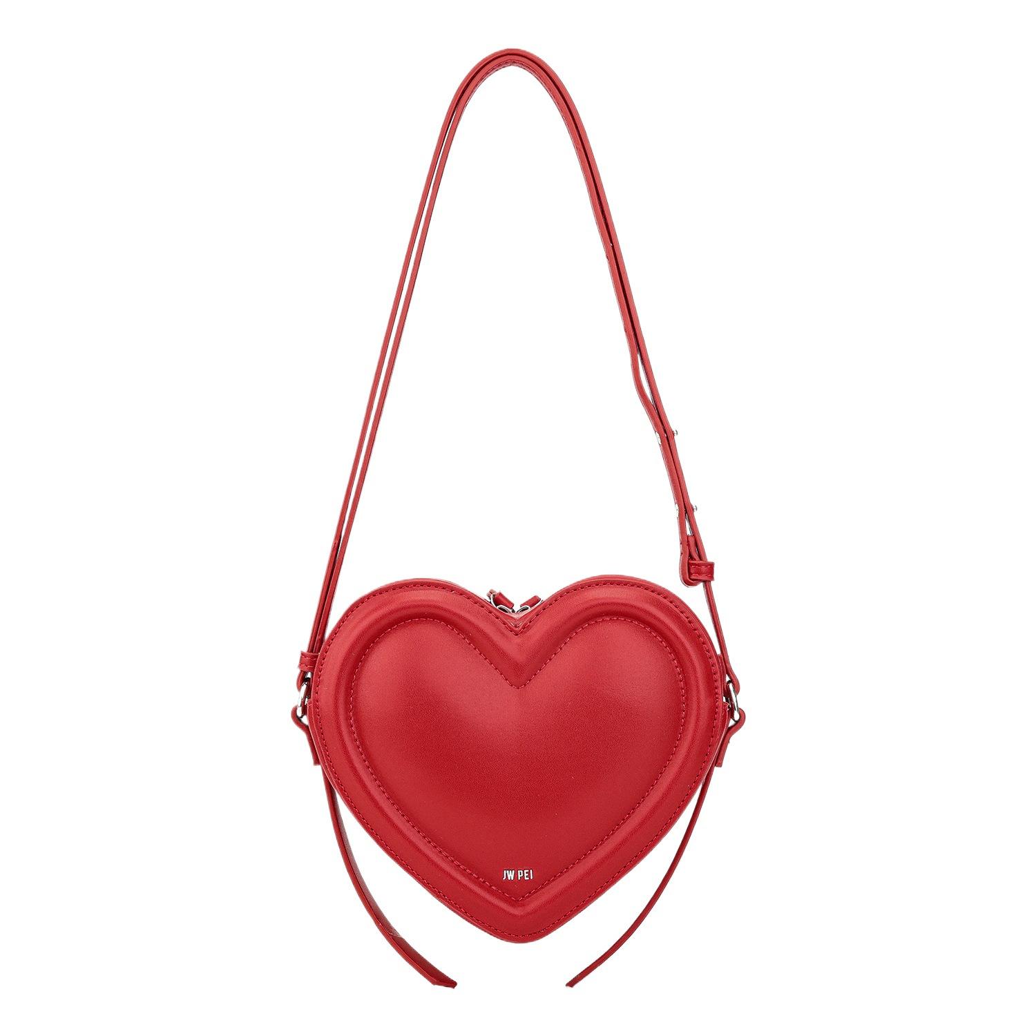 

3D Heart Shaped Crossbody Bag, Chic Sweet and Cool Single Shoulder Purse, Trendy Geometric Ladies Handbag червоний