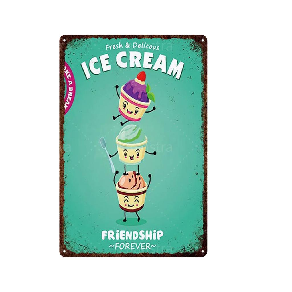 Soft Serve Ice Cream Iron Poster Painting Tin Sign Vintage Wall Decor for Cafe Bar Pub Home Beer Decoration Crafts