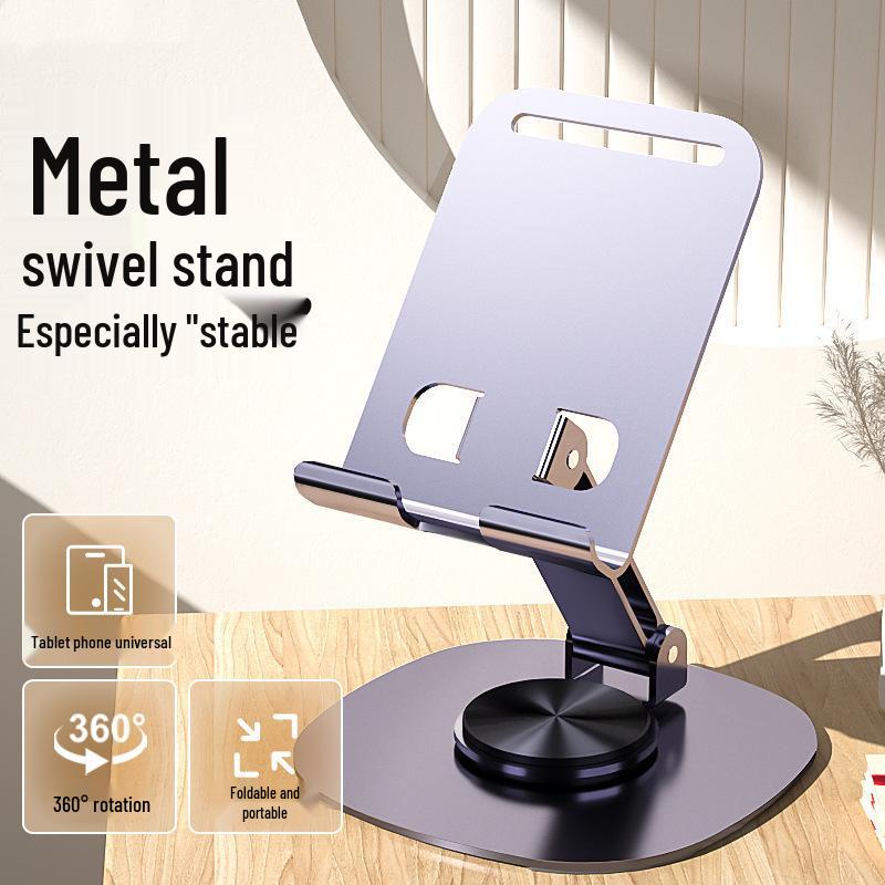 

360° Rotating All-Metal Foldable Phone Stand for Desktop Use