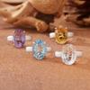 Large Natural White Crystal Citrine Amethyst Ring Women'S Millennium Cut S925 Sterling Silver Color Treasure Jewelry