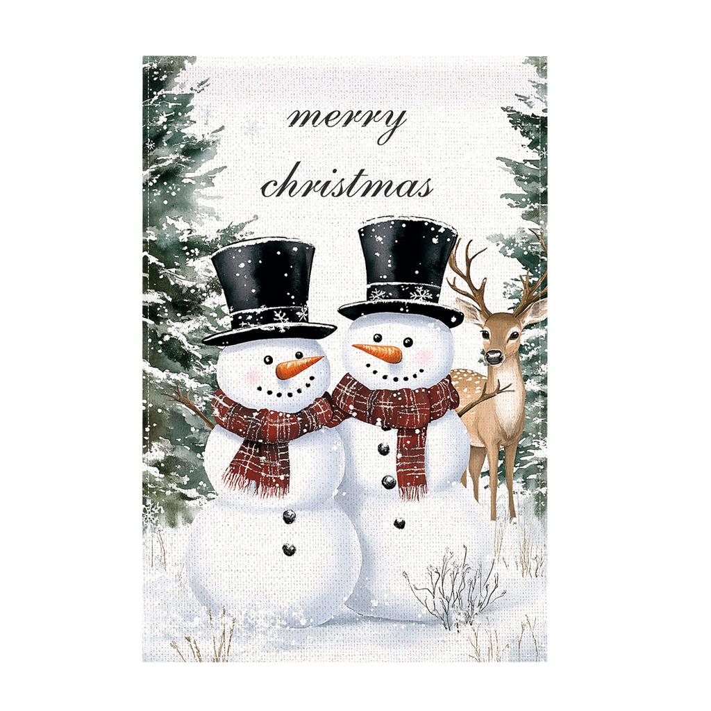 Christmas snowmanGarden Flag 12x18 Inch Double Sided for Courtyard Outdoor Welcome Flag Decoration (Excluding Flagpole)