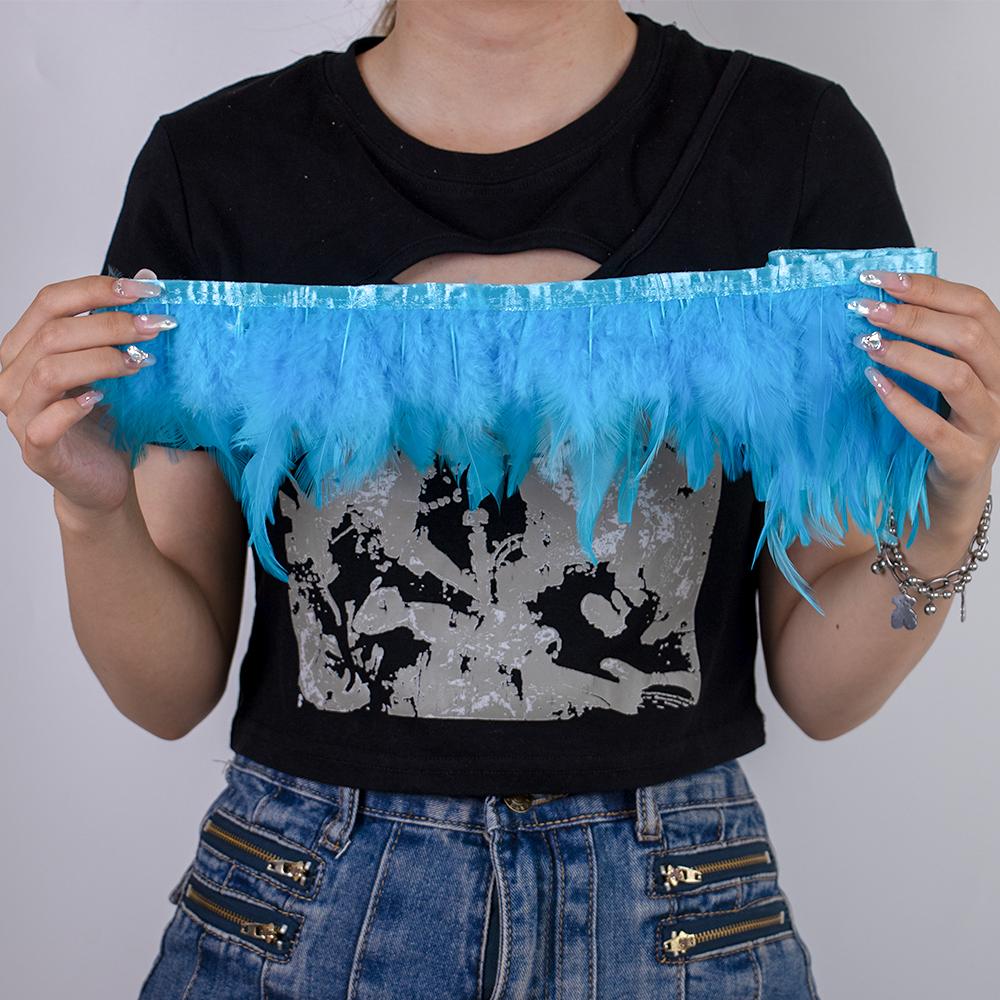 1 Meter Mint Green Saddle Rooster Feather Fringe Trim 10-15CM Pheasant Feathers Ribbon for Crafts Party Dress Plumes Decoration