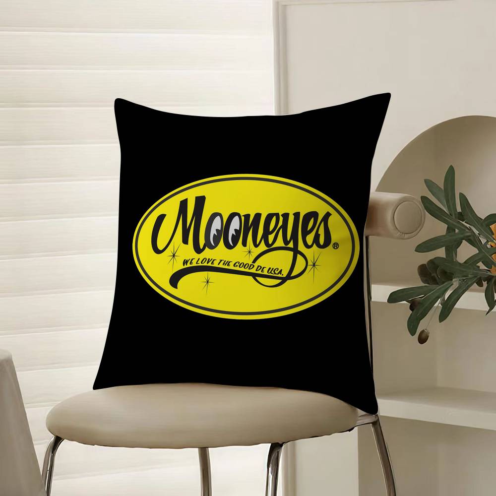 Cute Cartoon M-Mooneyes Pillow Case Comfort Sofa Bed Silky elegant Invisible zipper Decorative cushion cover