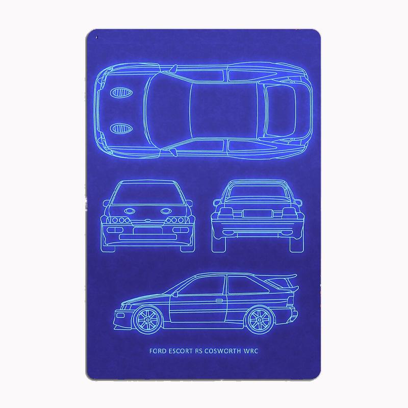 FD ESCORT RS COSWORTH RALLY CAR Classic Car Vintage Metal Poster Sign Club Custom Indoor Wall Tin Sign Room Decor Home Decor