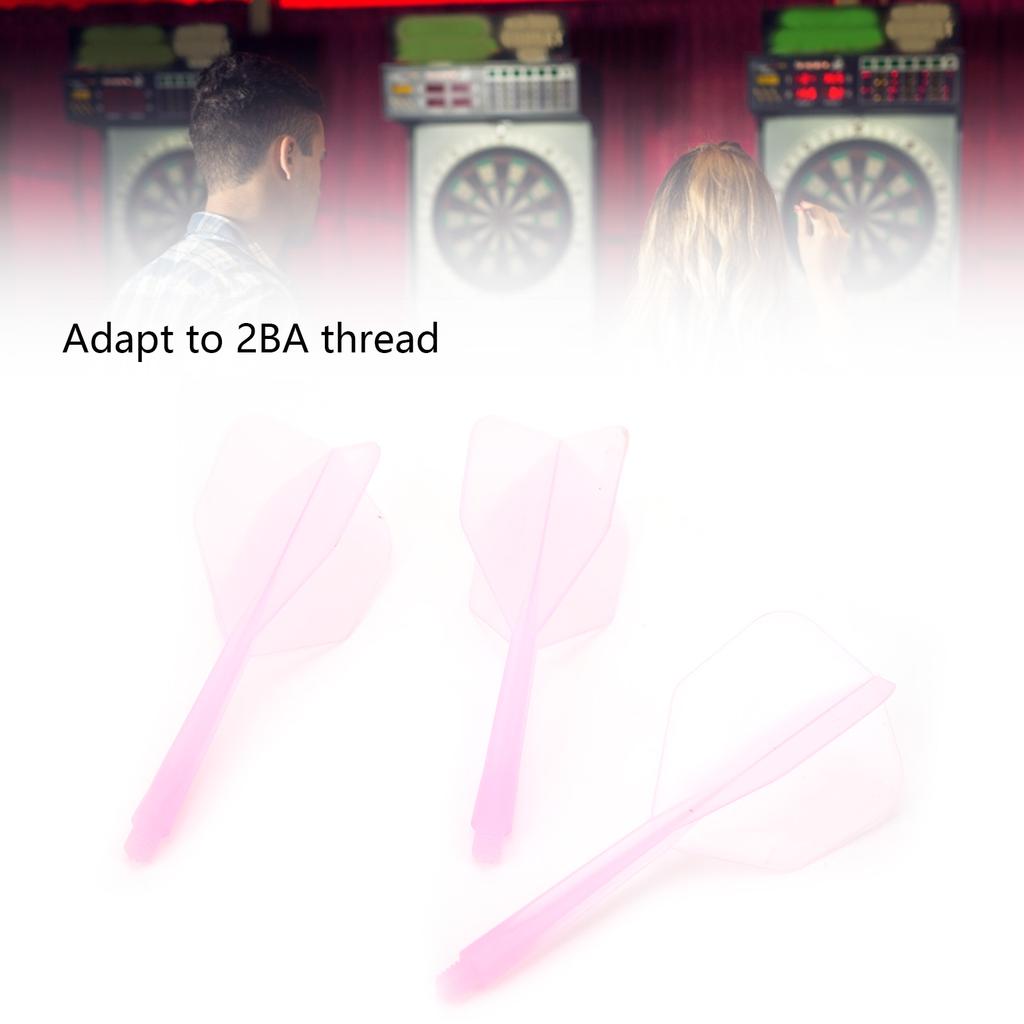 3 Pcs 2BA Integrated Transparent Dart Shaft and Flights Standard Shape Anti BreakPink