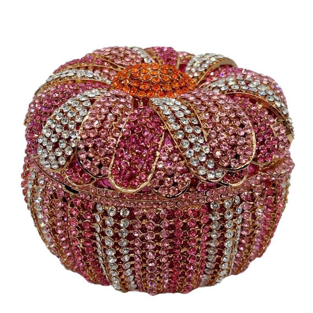 

WHTUOHENG Rhinestone Pumpkin Wedding Clutch Bag for Women Gold/Purple/Blue Diamond Evening Prom Dinner Party Ladies Purse 12.8cmX12.8cmX8.5cm