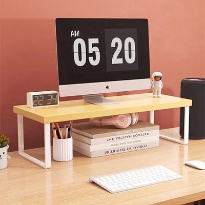 Office Desktop Computer Stand Rack Bracket Raised Shelf Laptop Monitor Wooden Table Home Storage Holders Utility Accessories