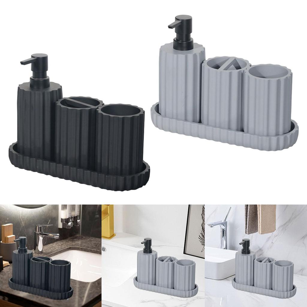 4x Bathroom Accessories Decorative Housewarming Gift Modern Soap Dispenser Toothbrush Holder for Vanity Bathroom Countertop