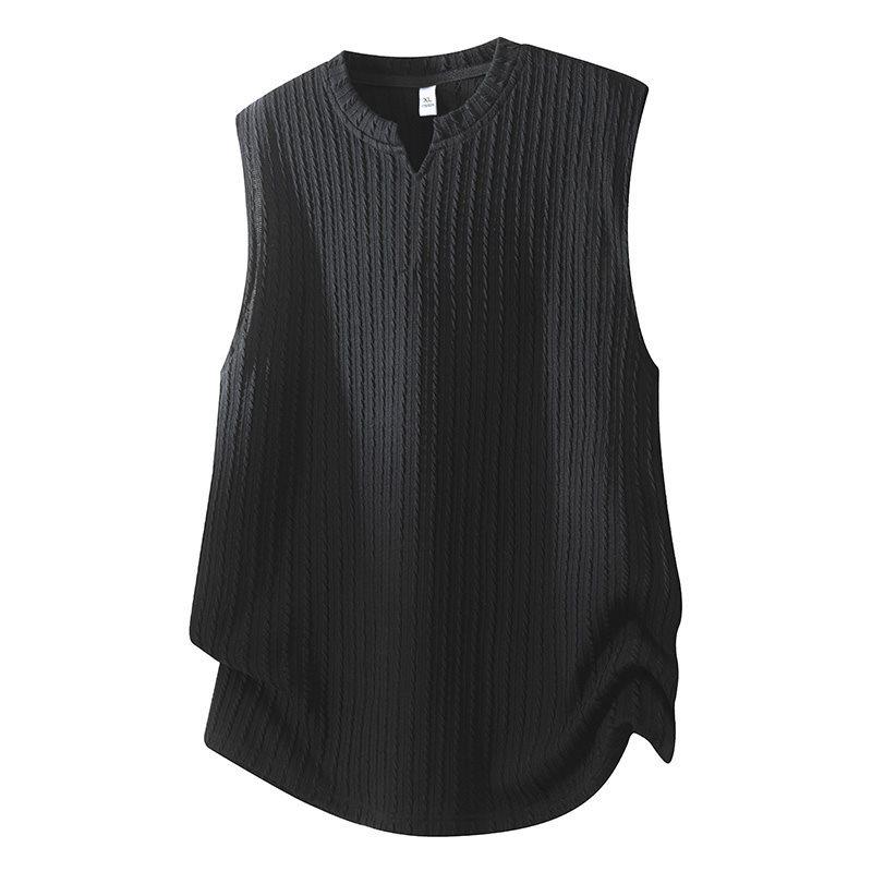 Men's Textured Sleeveless Heavyweight Sports Vest - Loose Fit, High-End Summer Feel