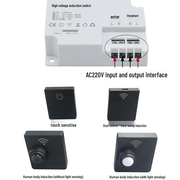 220V Wireless Motion Sensor Stair Light with Dual Control and Light-Sensing Features Wireless Human Sensor Switch