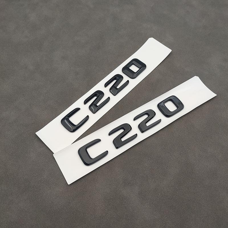 3d ABS Chrome Black Logo C220 Emblem Letters Car Trunk Badge For W204 W205 C 220 C220 Sticker Accessories