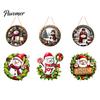 Family Christmas Home Decor Wooden Hanging Pendant, Snowman/Santa Claus/Gnome Ornament with Decorative Craft Pieces Hemp Rope for Indoor Outdoor