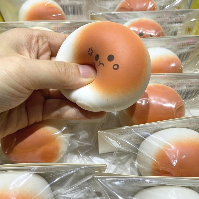 Kawaii Gradient Bread Squishy Squeeze Toys Soft Angry Face  Bun Squishy Fidget Toy Anti Stress Relief Ball for Adult Gift