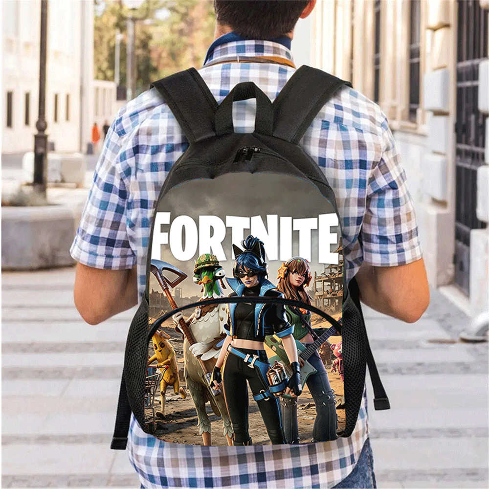 2Pcs Set Backpack With Front Pocket And Pencil Bag,Cartoon Fortnite School Bags For Boys Girls Age 5-10,Durable Lightweight Bags
