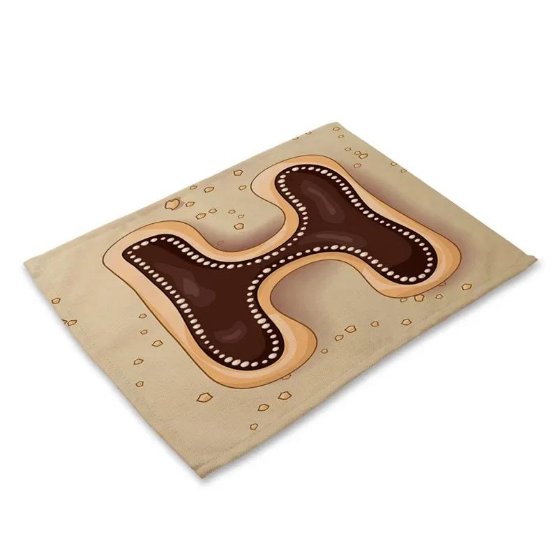 45X30cm Letter Pattern Kitchen Placemat Dining Table Mats Tea Coaster Cotton Linen Pads Bowl Cup Mats for Home Decor Gifts