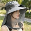UV Protection Mosquito Head Net Hat With Net Mesh Fishing Bucket Hat Fashion Solar Fan Hat  Camping