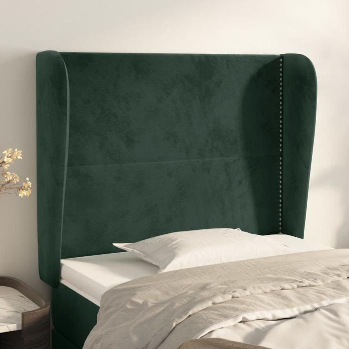 VidaXL Tête de lit avec oreilles Vert foncé 93x23x118-128 cm Velours3117855